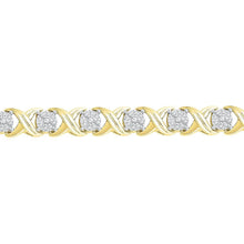 Load image into Gallery viewer, Radiant 10kt Yellow Gold Womens Diamond X Link Fashion Bracelet - 1 Cttw  Top View from Splendid Jewellery
