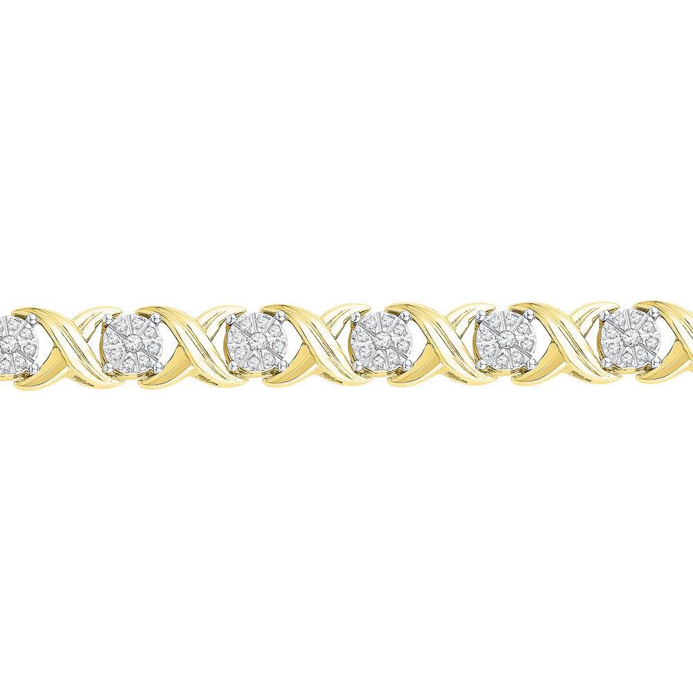 Bracelets | 10kt Yellow Gold Womens Round Diamond X Link Fashion Bracelet 1 Cttw | Splendid Jewellery GND