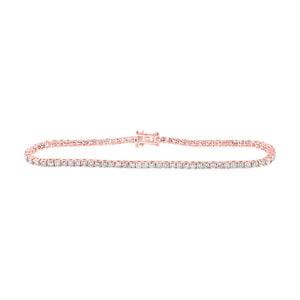 Bracelets | 14kt Rose Gold Womens Round Diamond Single Row Tennis Bracelet 3-3/8 Cttw | Splendid Jewellery GND