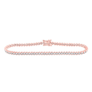 Bracelets | 14kt Rose Gold Womens Round Diamond Single Row Tennis Bracelet 3 Cttw | Splendid Jewellery GND