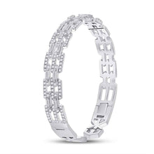 Load image into Gallery viewer, 14kt White Gold Baguette Diamond Bangle Bracelet - Exquisite Brilliance - Second Side View
