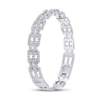 14kt White Gold Baguette Diamond Bangle Bracelet - Exquisite Brilliance - Second Side View
