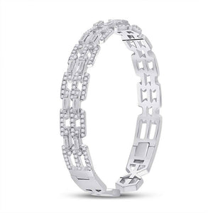 Bracelets | 14kt White Gold Womens Baguette Diamond Bangle Bracelet 2-1/2 Cttw | Splendid Jewellery GND