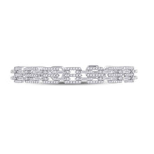 Load image into Gallery viewer, 14kt White Gold Baguette Diamond Bangle Bracelet - Exquisite Brilliance - Side View