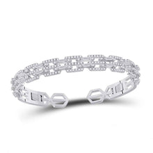 Load image into Gallery viewer, 14kt White Gold Baguette Diamond Bangle Bracelet - Exquisite Brilliance - Top View
