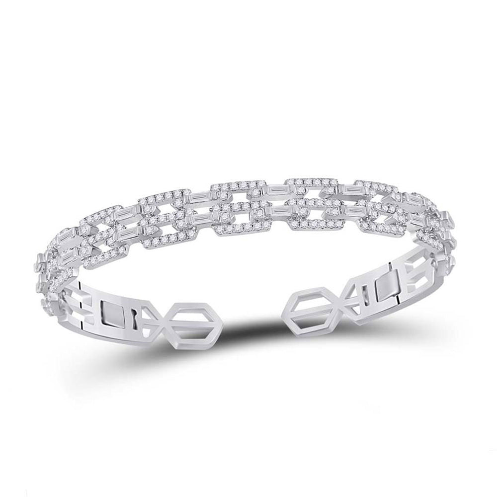Bracelets | 14kt White Gold Womens Baguette Diamond Bangle Bracelet 2-1/2 Cttw | Splendid Jewellery GND