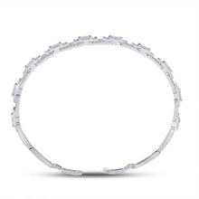 Load image into Gallery viewer, 14kt White Gold Baguette Diamond Bangle Bracelet - Exquisite Brilliance - Front View
