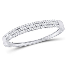 Load image into Gallery viewer, Dazzling 14kt White Gold Triple Row Diamond Bangle Bracelet - 3 Carat Total Weight - Top View