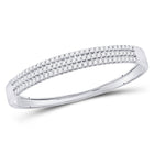 Dazzling 14kt White Gold Triple Row Diamond Bangle Bracelet - 3 Carat Total Weight - Top View