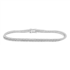 14kt White Gold Round Diamond Fashion Bracelet - 1 Carat Total Weight - Top View