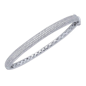 14kt White Gold Diamond Pave Bangle Bracelet - 2 Carat Total Weight - Top View