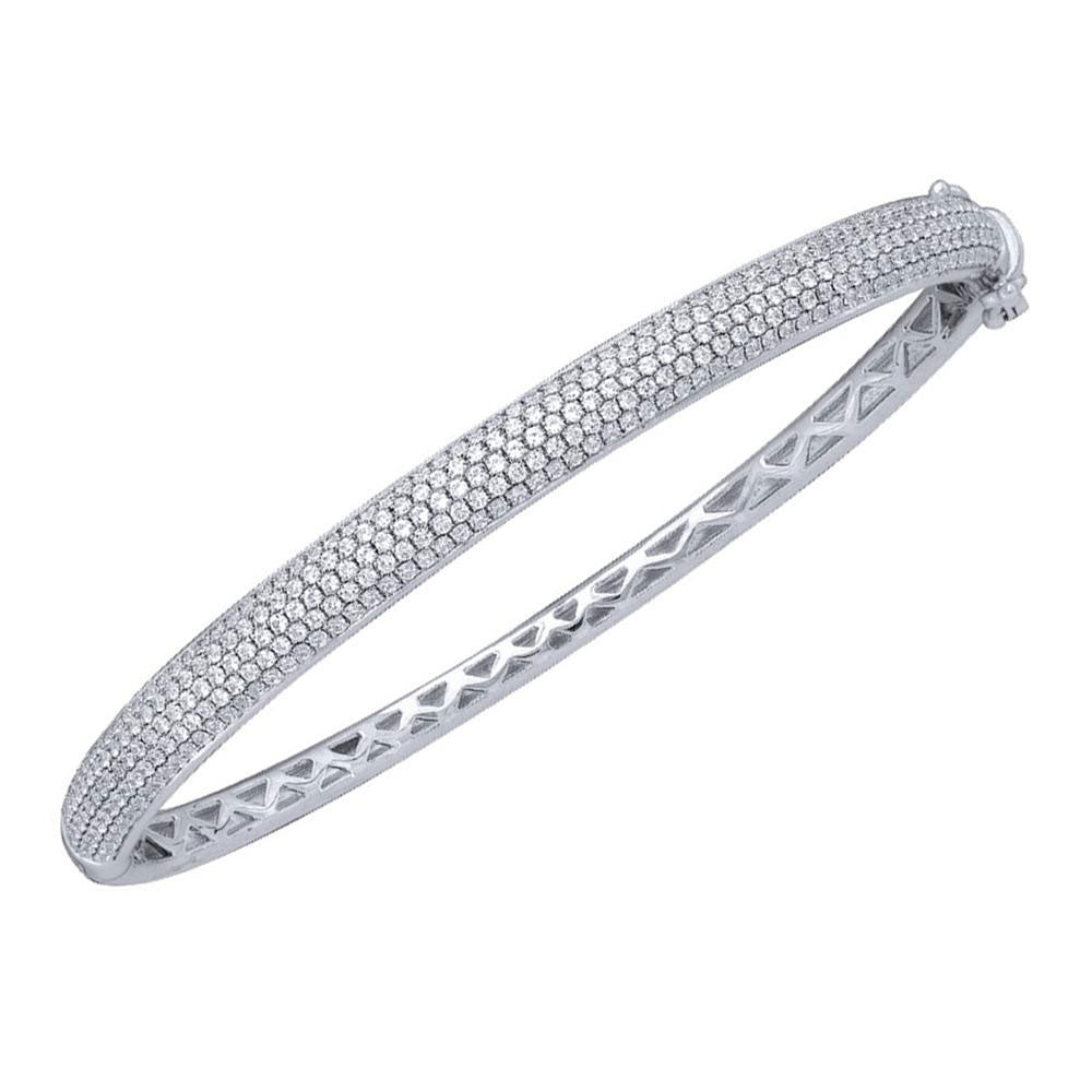 Bracelets | 14kt White Gold Womens Round Diamond Pave Bangle Bracelet 2 Cttw | Splendid Jewellery GND