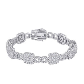 Sparkling Diamond Square Link Bracelet in 14kt White Gold - 5-3/4 Cttw - Top View