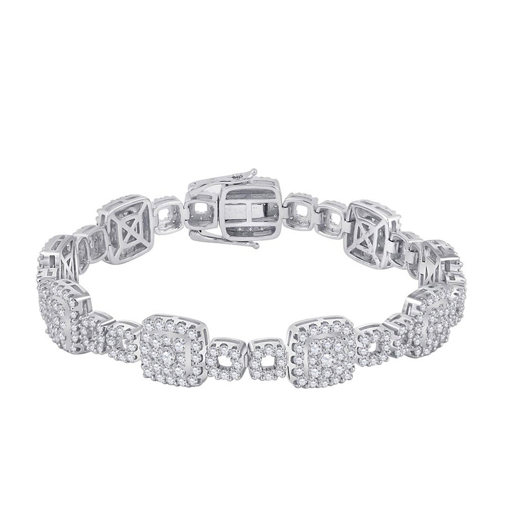 Bracelets | 14kt White Gold Womens Round Diamond Square Link Bracelet 5-3/4 Cttw | Splendid Jewellery GND