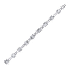 Load image into Gallery viewer, Sparkling Diamond Square Link Bracelet in 14kt White Gold - 5-3/4 Cttw - Side View