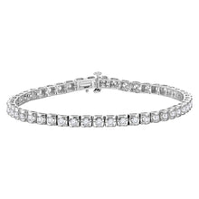 Load image into Gallery viewer, Dazzling 14kt White Gold Round Diamond Tennis Bracelet - 4 Cttw - Top View