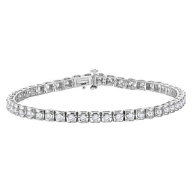 Dazzling 14kt White Gold Round Diamond Tennis Bracelet - 4 Cttw - Top View