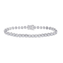 Load image into Gallery viewer, Dazzling 14kt White Gold Round Diamond Tennis Bracelet - 5 Carat Total Weight - Top View