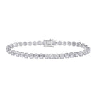 Dazzling 14kt White Gold Round Diamond Tennis Bracelet - 5 Carat Total Weight - Top View