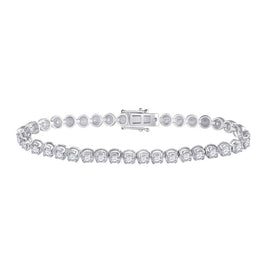Dazzling 14kt White Gold Round Diamond Tennis Bracelet - 5 Carat Total Weight - Top View