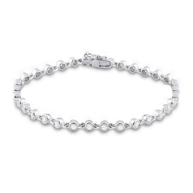 14kt White Gold Sparkling Round Diamond Tennis Bracelet - 1-3/4 Cttw - Top View