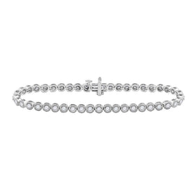 Elegant 14kt White Gold Diamond Tennis Bracelet - 2 Carat Total Weight - Top View