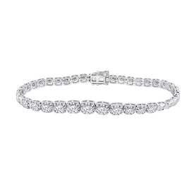 Elegant 14kt White Gold Diamond Tennis Bracelet - 3-3/4 Carat Total Weight - Top View