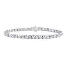 Load image into Gallery viewer, Elegant Brilliance: 14kt White Gold Diamond Tennis Bracelet - 3 Cttw - Top View