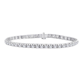 Elegant Brilliance: 14kt White Gold Diamond Tennis Bracelet - 3 Cttw - Top View