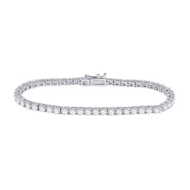 14kt White Gold Sparkling Diamond Tennis Bracelet - 6 Carat Total Weight - Top View