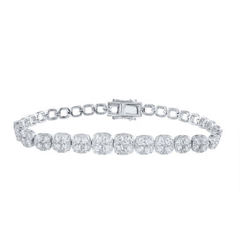 14kt White Gold Sparkling Diamond Tennis Bracelet - 7 Cttw - Top View