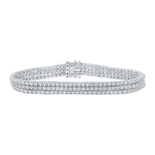 Load image into Gallery viewer, 14kt White Gold Triple Row Diamond Fashion Bracelet - 1-3/4 Cttw - Top View