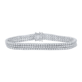 14kt White Gold Triple Row Diamond Fashion Bracelet - 1-3/4 Cttw - Top View