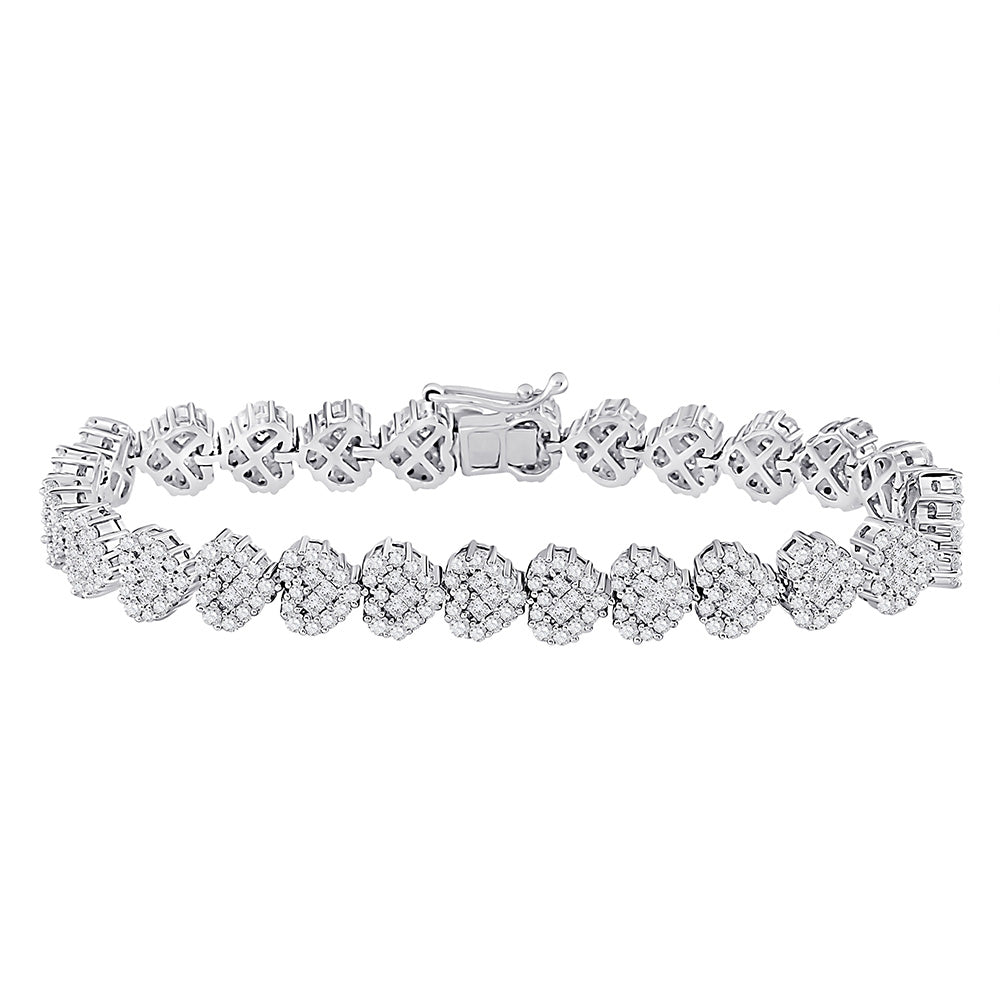 Bracelets | 14kt White Gold Womens Round Princess Diamond Heart Bracelet 6-3/8 Cttw | Splendid Jewellery GND