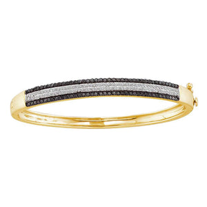 Bracelets | 14kt Yellow Gold Womens Round Black Color Enhanced Diamond Bangle Bracelet 1-3/8 Cttw | Splendid Jewellery GND