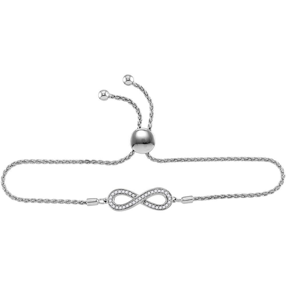 Bracelets | Sterling Silver Womens Round Diamond Infinity Bolo Adjustable Bracelet 1/4 Cttw | Splendid Jewellery GND