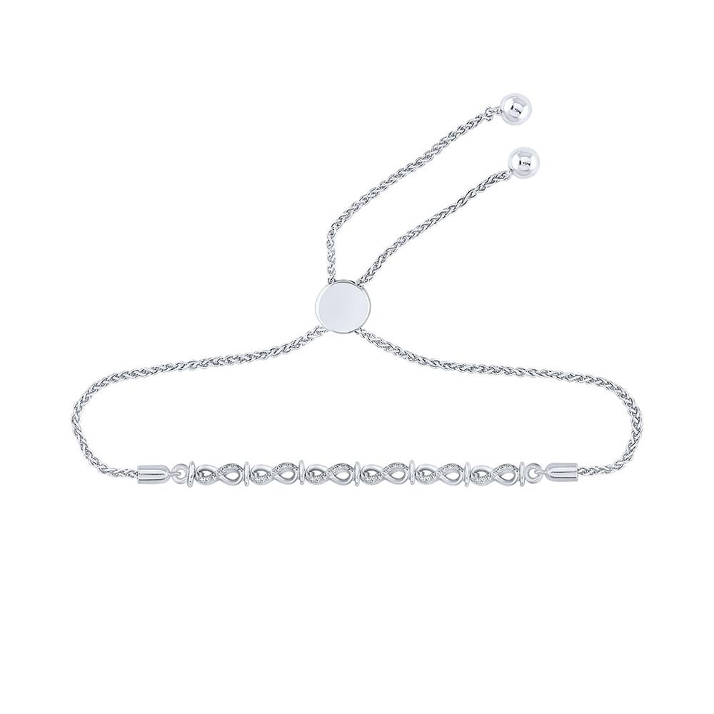 Bracelets | Sterling Silver Womens Round Diamond Infinity Bolo Bracelet 1/8 Cttw | Splendid Jewellery GND