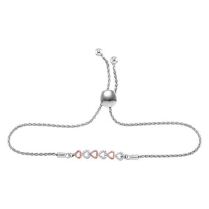 Bracelets | Sterling Silver Womens Round Diamond Linked Heart Bracelet 1/10 Cttw | Splendid Jewellery GND