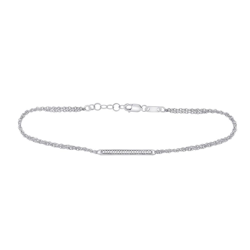 Bracelets | Sterling Silver Womens Round Diamond Single Row Bar Fashion Bracelet 1/20 Cttw | Splendid Jewellery GND