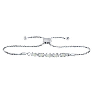 Bracelets | Sterling Silver Womens Round Diamond X-Link Bolo Bracelet 1/8 Cttw | Splendid Jewellery GND