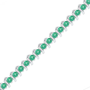 Bracelets | Sterling Silver Womens Round Lab-Created Emerald Tennis Bracelet 6-1/2 Cttw | Splendid Jewellery GND