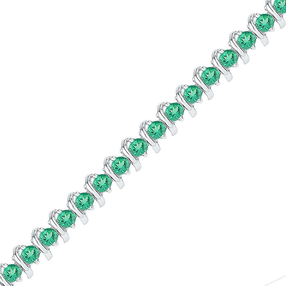 Bracelets | Sterling Silver Womens Round Lab-Created Emerald Tennis Bracelet 6-1/2 Cttw | Splendid Jewellery GND