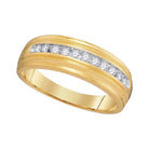 Brilliant Harmony 10kt Yellow Gold Men's Milgrain Diamond Wedding Band Ring - 1/4 Cttw - Splendid Jewellery