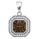Brown Diamond Octagon Cluster Pendant | 10kt White Gold Womens Pendant 1/3 Cttw | Splendid Jewellery - Splendid Jewellery