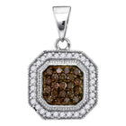 Brown Diamond Octagon Cluster Pendant | 10kt White Gold Womens Pendant 1/3 Cttw | Splendid Jewellery - Splendid Jewellery
