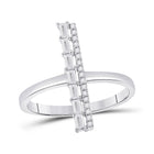 Captivating Baguette and Round Diamond Linear Bar Fashion Ring - Splendid Jewellery