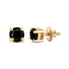 Captivating Black Diamond Solitaire Earrings in 10kt Yellow Gold - Splendid Jewellery