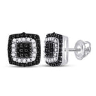 Captivating Black Diamond Square Cluster Earrings in 10kt White Gold - Splendid Jewellery