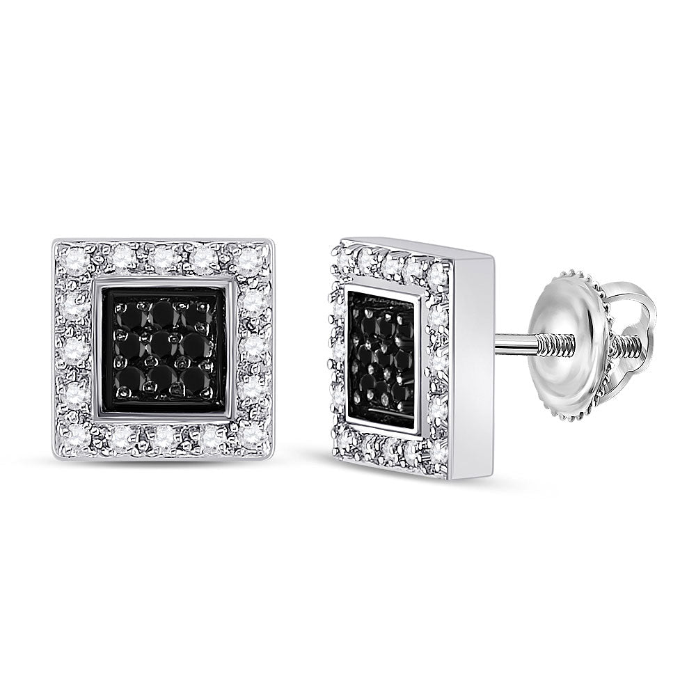 Captivating Black Diamond Square Earrings in 14kt White Gold - Splendid Jewellery