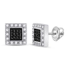 Captivating Black Diamond Square Earrings in 14kt White Gold - Splendid Jewellery